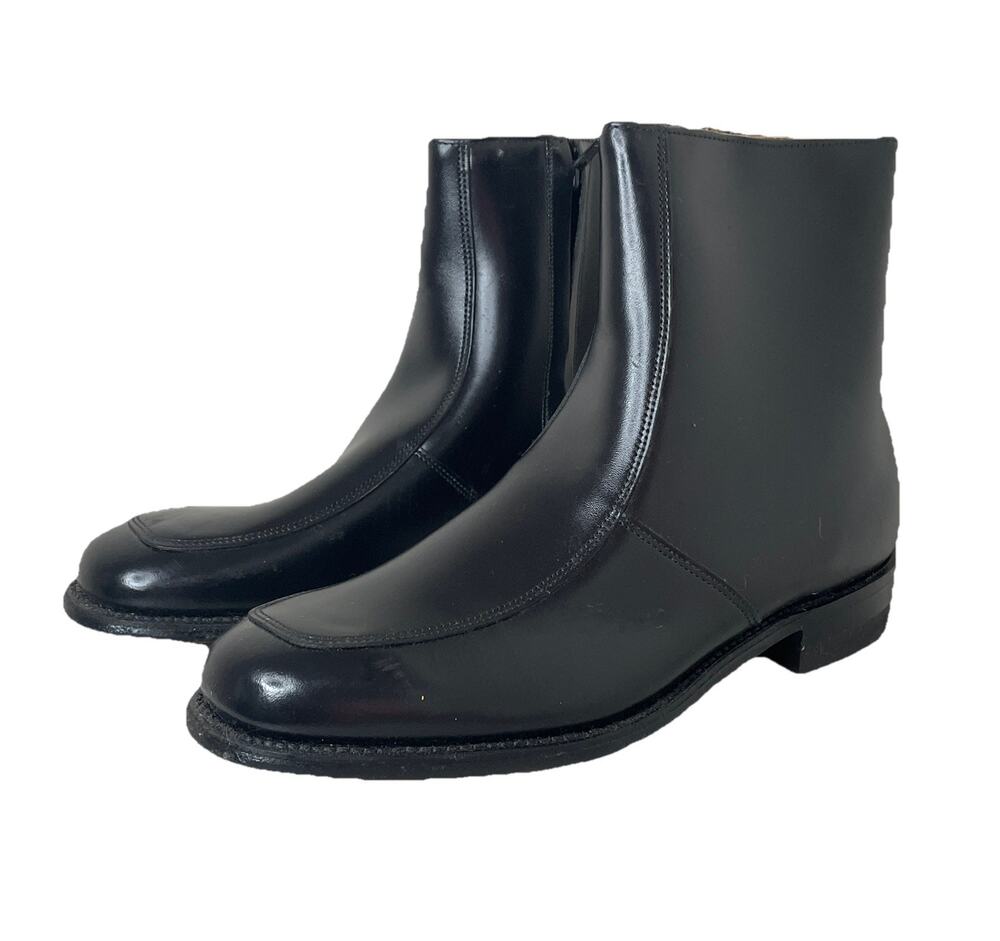VTG 70s Executive Imperial Black Leather Side Zip Dress Moto Boots 10.5 D Men